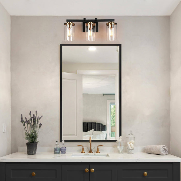 Mystil 3-Light Black and Brass Bathroom Vanity Lights
