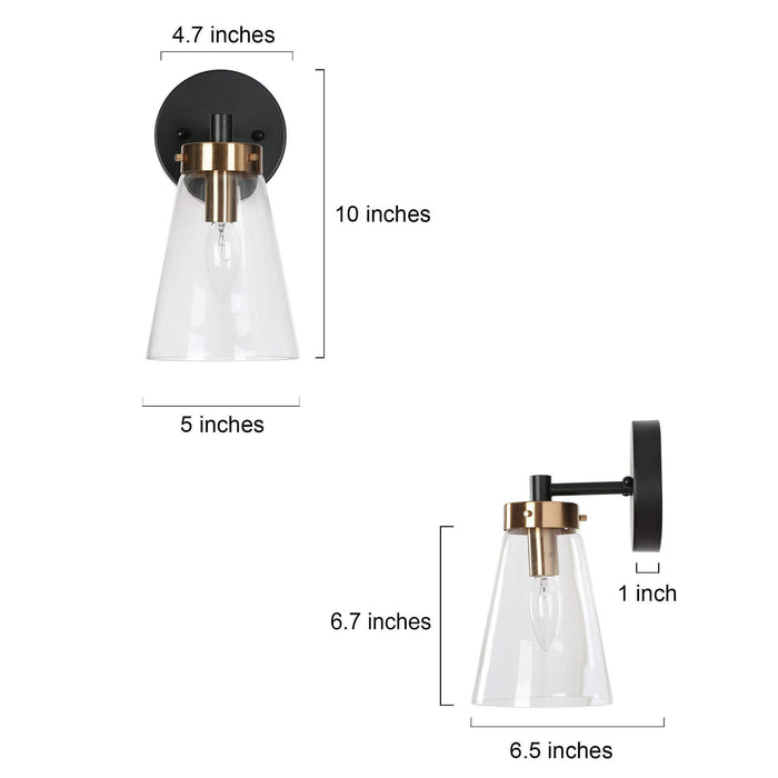 Defewy 1-Light Black and Brass Wall Sconce
