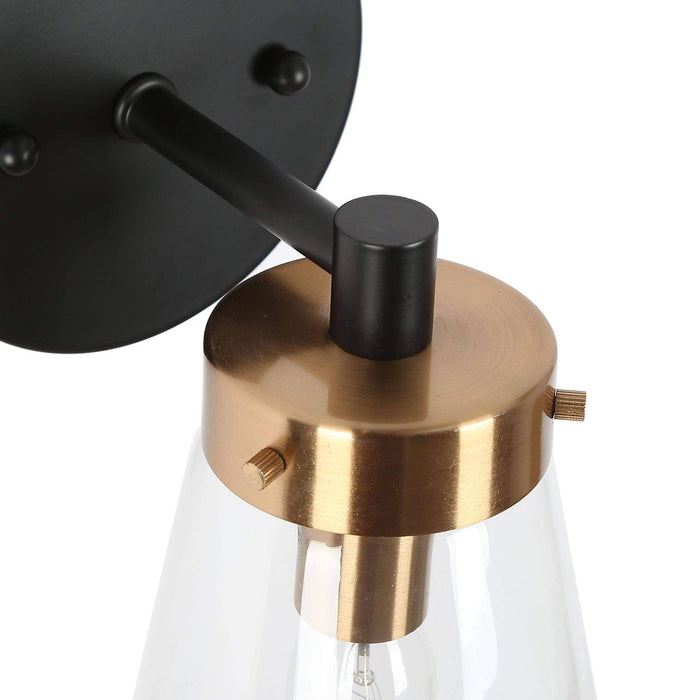 Defewy 1-Light Black and Brass Wall Sconce