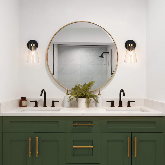 Defewy 1-Light Black and Brass Wall Sconce