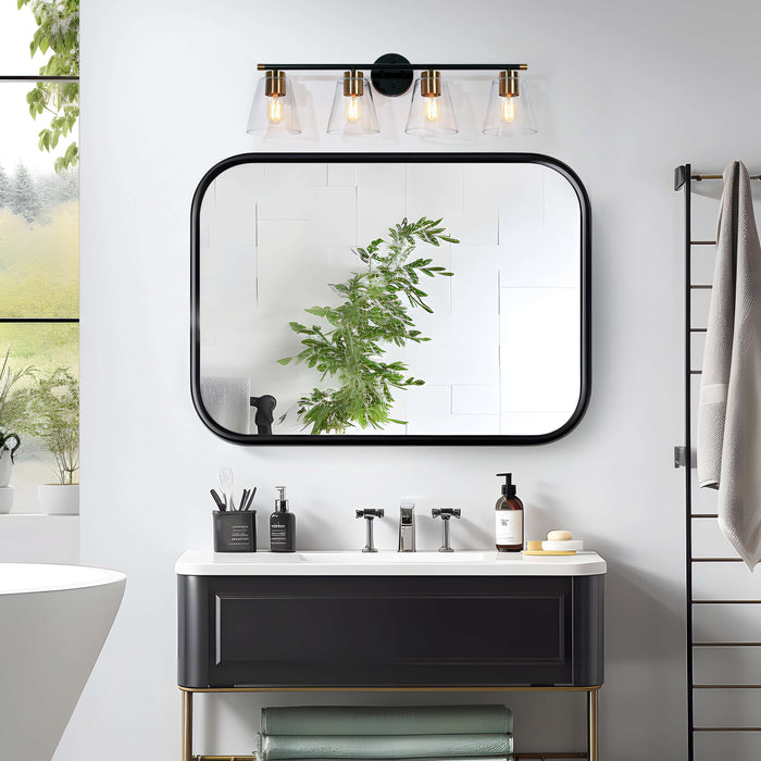Auryne 4-Light Black and Brass Bathroom Vanity Light