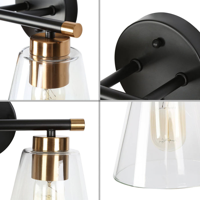 Auryne 2-Light Black and Brass Bathroom Vanity Lights
