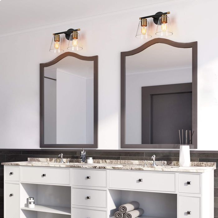 Auryne 2-Light Black and Brass Bathroom Vanity Lights