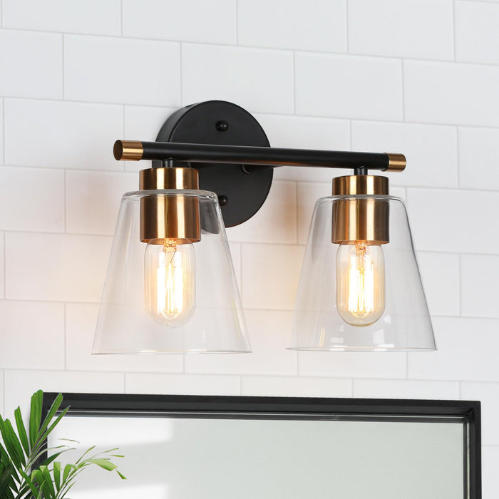 Auryne 2-Light Black and Brass Bathroom Vanity Lights