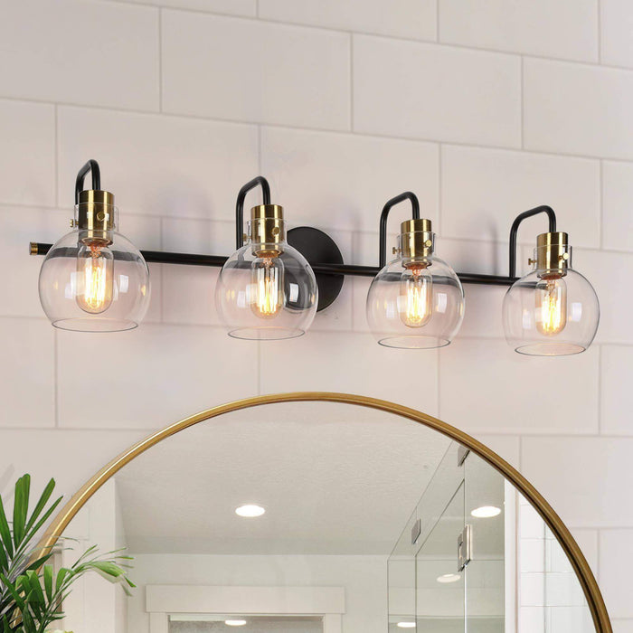 Luffa 4-Light Black and Brass Bathroom Vanity Light
