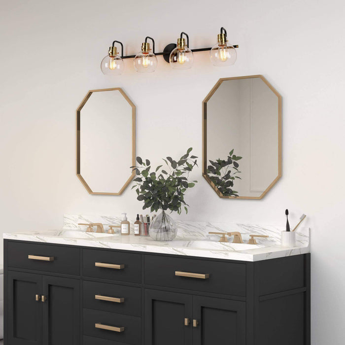 Luffa 4-Light Black and Brass Bathroom Vanity Light