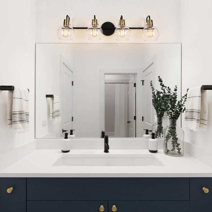 Luffa 4-Light Black and Brass Bathroom Vanity Light
