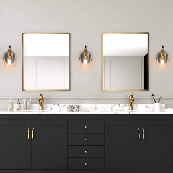 Serevo 1-Light Black and Brass Glass Wall Sconce