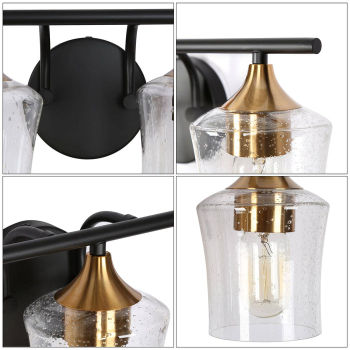 Serevo 3-Light Black And Brass Seeded Glass Vanity Lights
