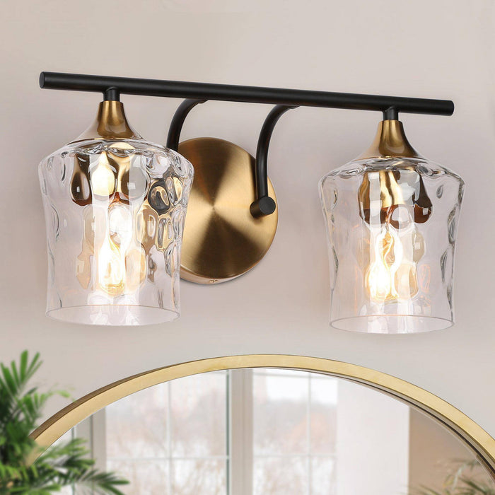 Serevo 2-Light Black And Brass Vanity Light