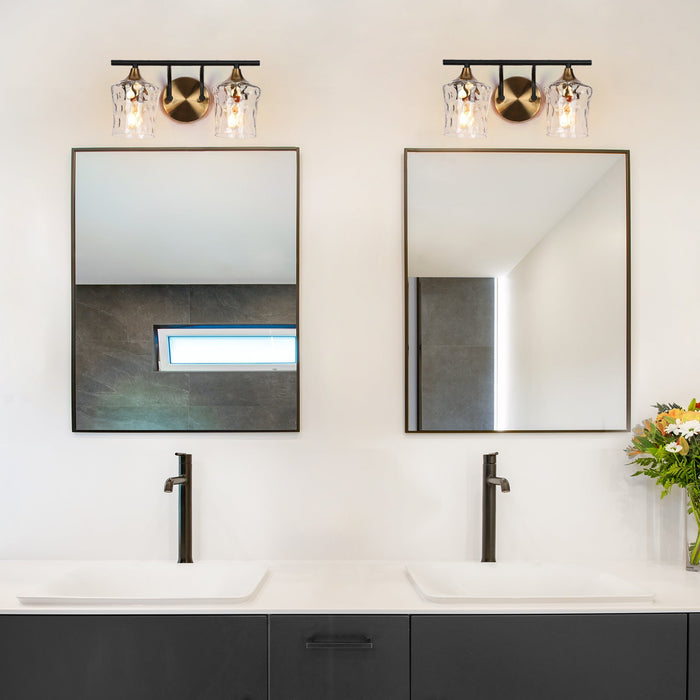 Serevo 2-Light Black And Brass Vanity Lights