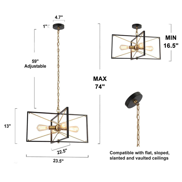 Nexorin 4-Light Metal Chandelier