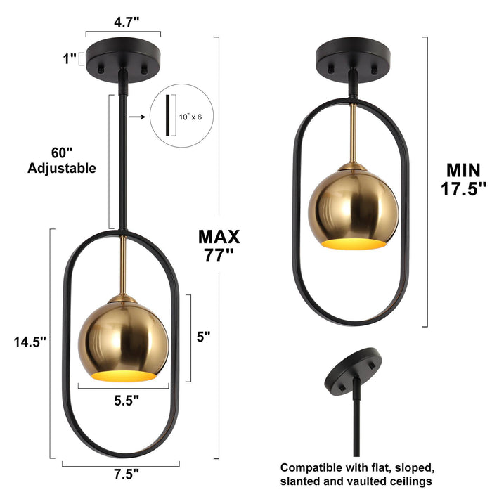 Semeri 1-Light Gold Pendant Light
