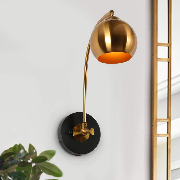 Semeri 1-Light Black And Gold Swing Arm Light