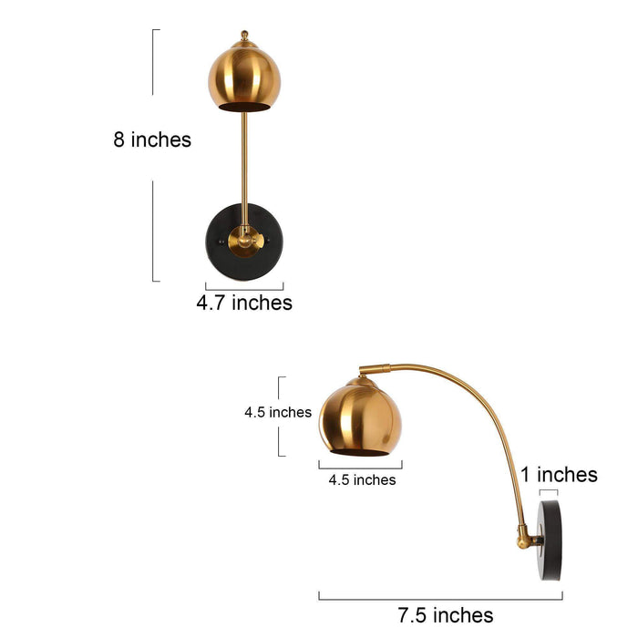 Semeri 1-Light Black And Gold Swing Arm Light