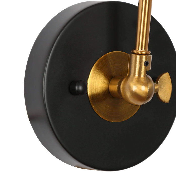 Semeri 1-Light Black And Gold Swing Arm Light