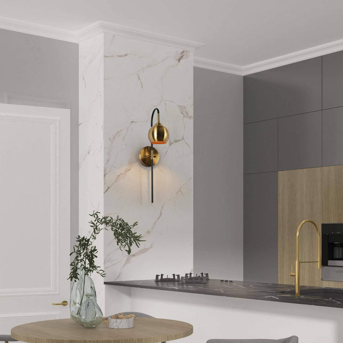 Semeri 1-Light Black and Brass Wall Sconce