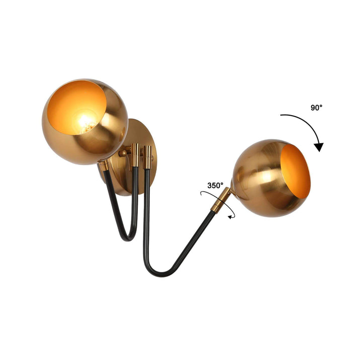 Semeri 2-Light Black And Gold Vanity Light