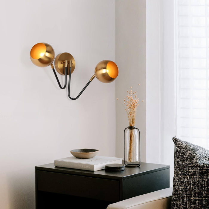 Semeri 2-Light Black And Gold Vanity Light