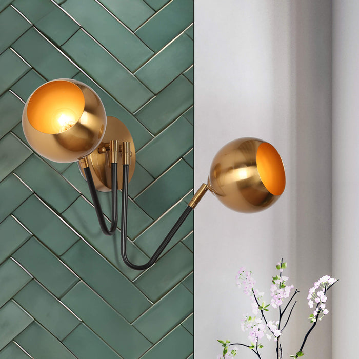Semeri 2-Light Black And Gold Vanity Light