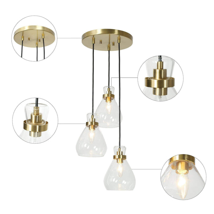 Thimbe 3-Light Brass Chandelier