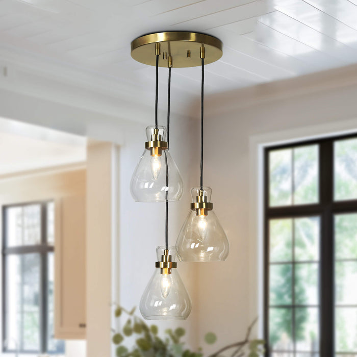 Thimbe 3-Light Brass Chandelier