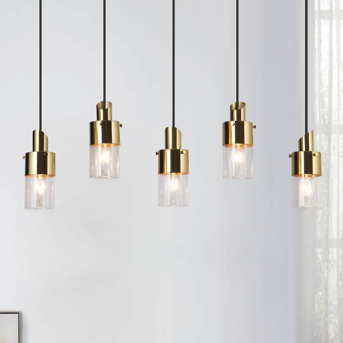 Iphige 5-Light Black and Brass Island Light
