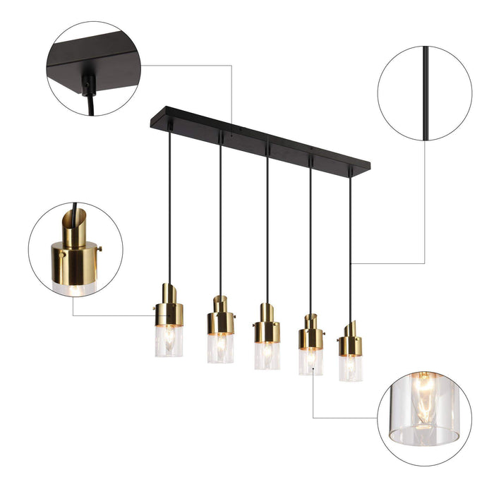 Iphige 5-Light Black and Brass Island Light