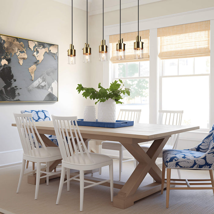 Iphige 5-Light Black and Brass Island Light