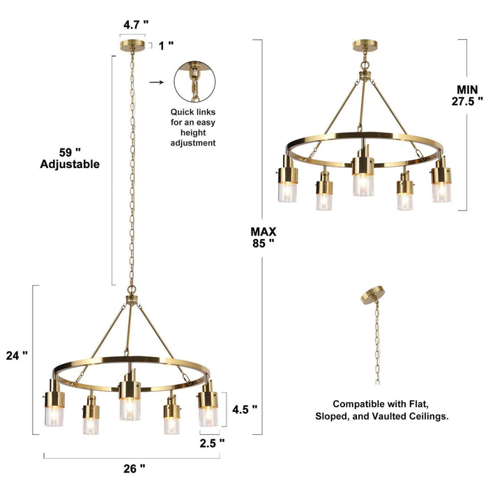 Iphige 5-Light Brass Chandelier