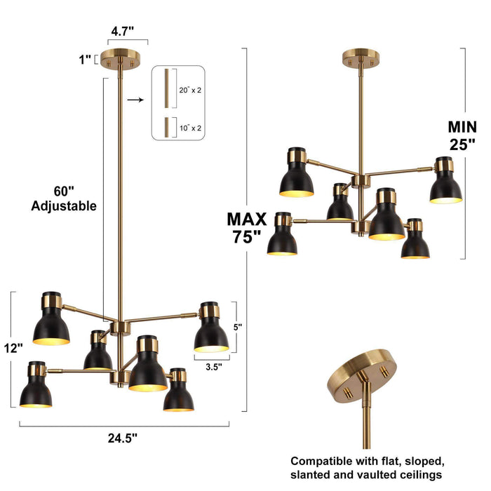 Elinka 6-Light Brass Chandelier
