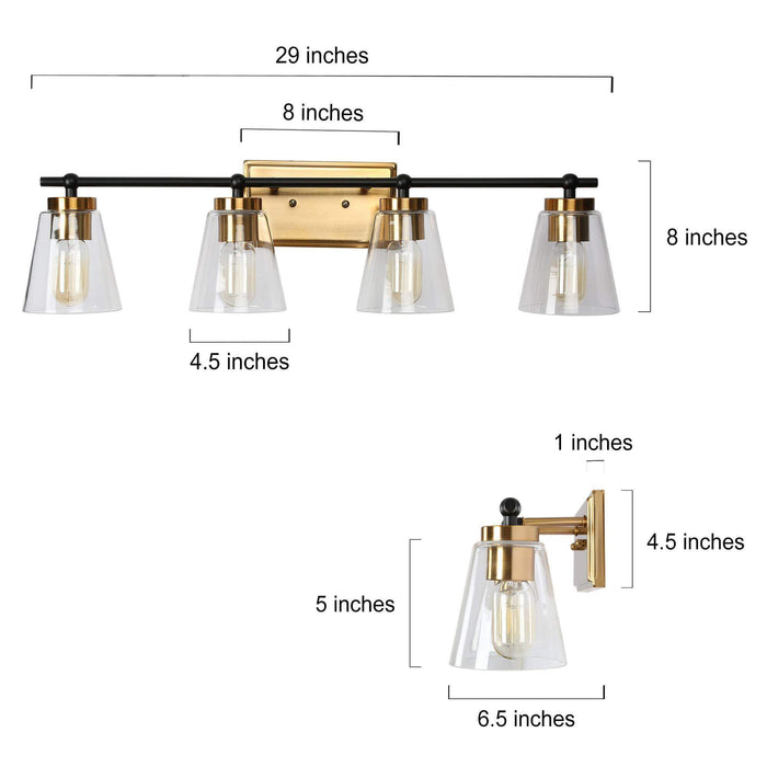 Alumbr 4-Light Black and Brass Bathroom Vanity Light