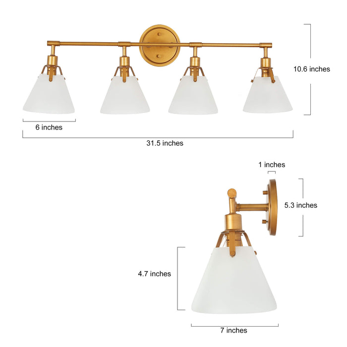 Ives 4-Light White And Gold Vanity Light