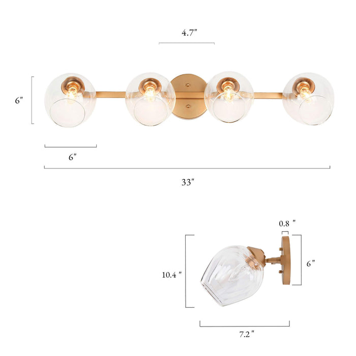 Isidore 4-Light Gold Bathroom Vanity Light