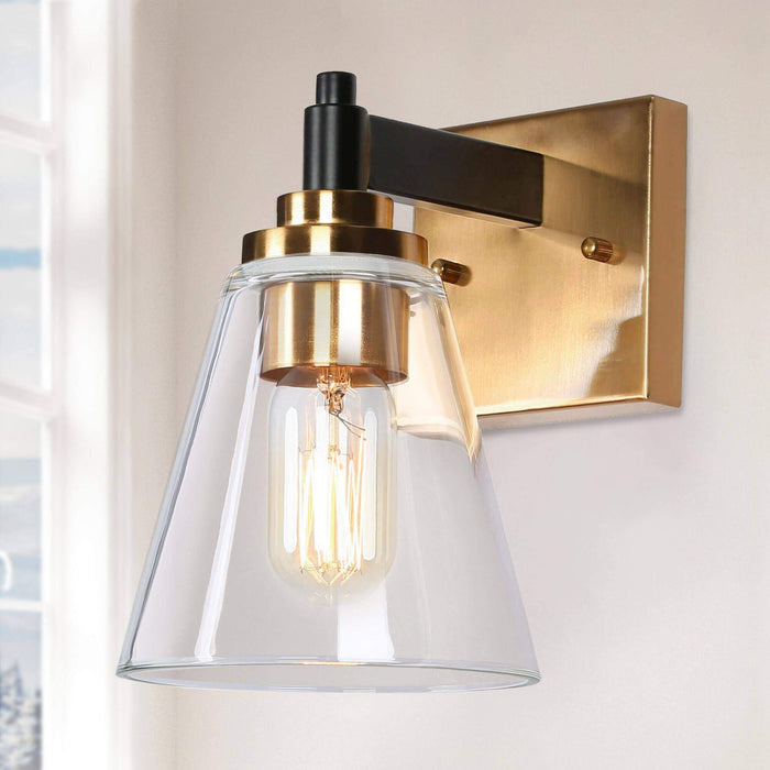 Tetoca 1-Light Wood and Black Wall Sconce