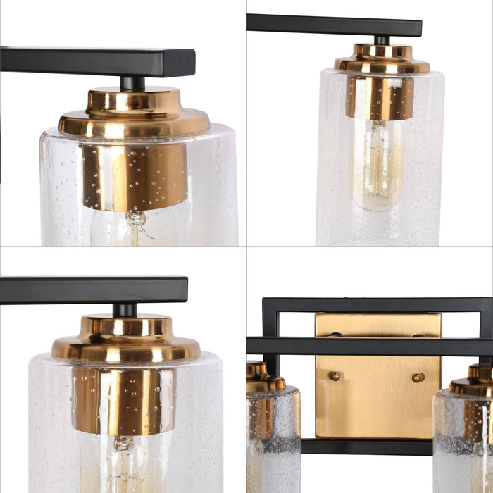 Hormos 4-Light Black and Brass Bathroom Vanity Lights