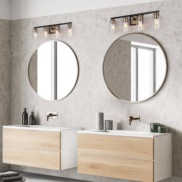Hormos 4-Light Black and Brass Bathroom Vanity Lights