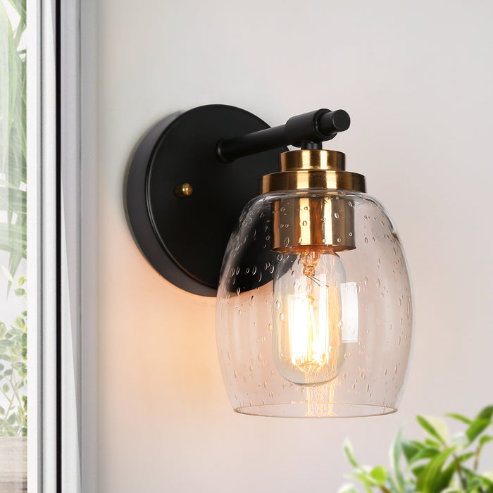 Brenova 1-Light Black and Brass Wall Sconce
