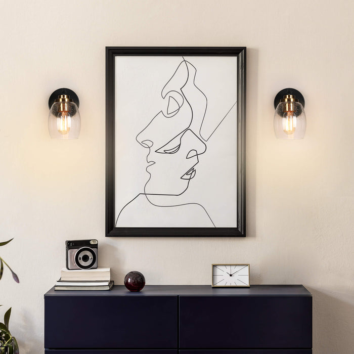 Brenova 1-Light Black and Brass Wall Sconce