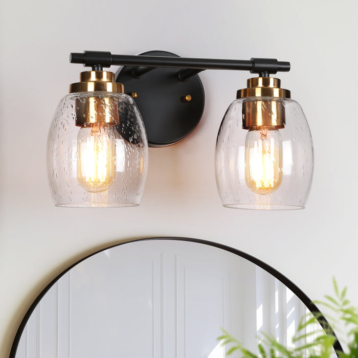 Brenova 2-Light Black and Brass Bathroom Vanity Lights