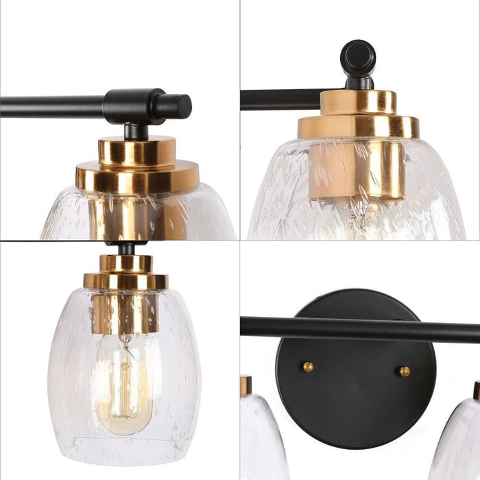 Brenova 2-Light Black and Brass Bathroom Vanity Lights