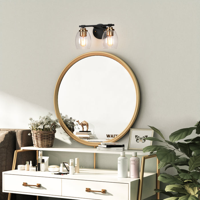 Brenova 2-Light Black and Brass Bathroom Vanity Lights