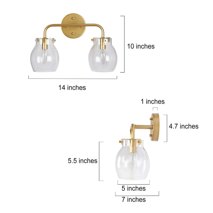 Canina 2-Light Gold Bathroom Vanity Light