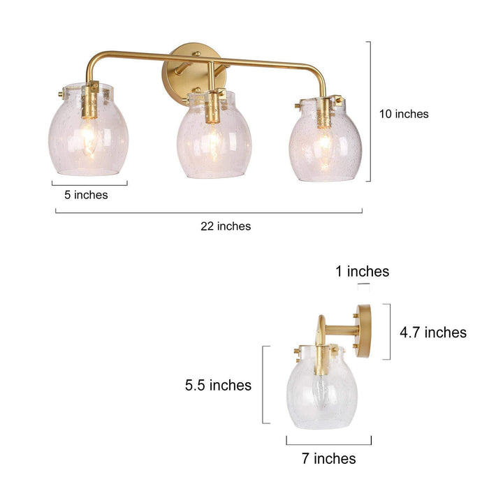 Canina 3-Light Gold Bathroom Vanity Light