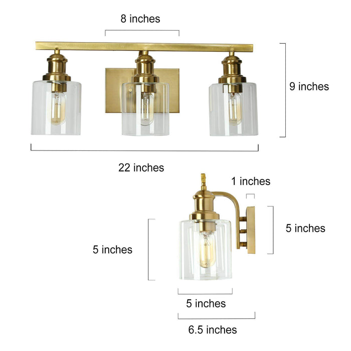 Arlimu 3-Light Brass Bathroom Vanity Light