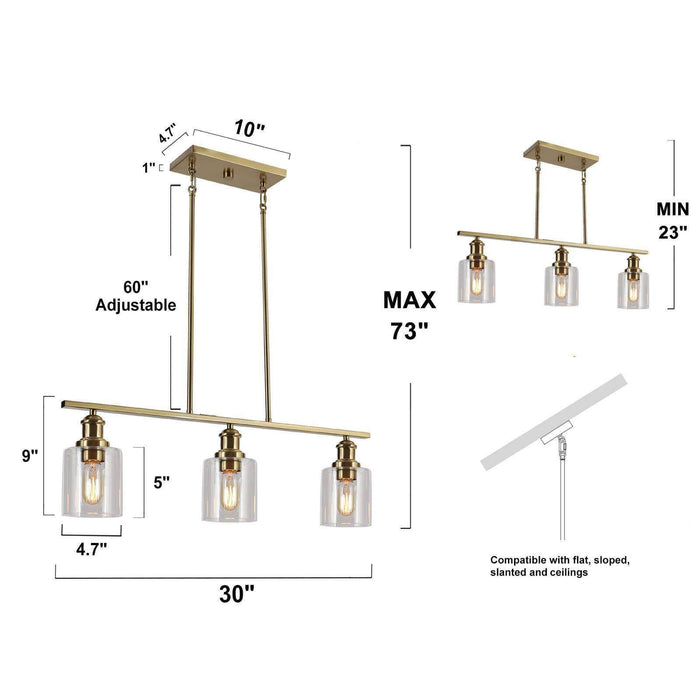 Arlimu 3-Light Brass Island Light