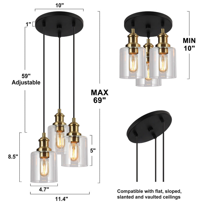 Arlimu 3-Light Brass Chandelier