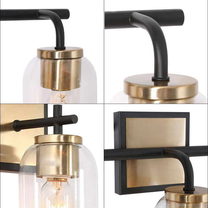 Ephedra 3-Light Black and Brass Bathroom Vanity Lights