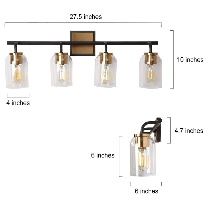 Ephedra 4-Light Black Bathroom Vanity Light