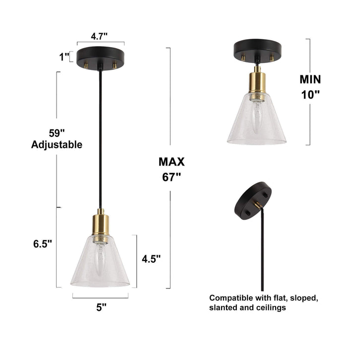 Sylvene 1-Light Black and Brass Pendant Light